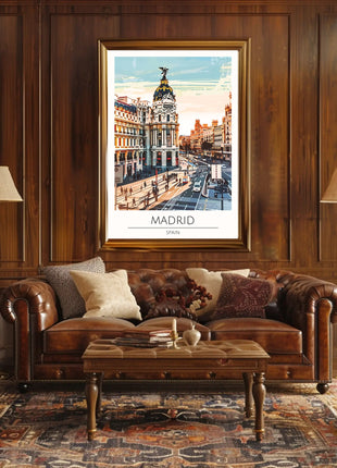 Madrid Urban Landmark Vibrant Digital Art Travel Poster