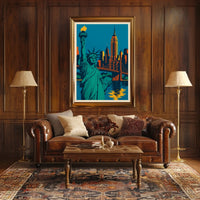 New York City Skyline Poster Retro Wall Art For Home Decor