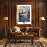 Urban Street Scene Watercolor Poster in Cityscape Category PosterGoat