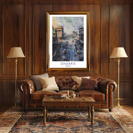 Urban Street Scene Watercolor Poster in Cityscape Category PosterGoat