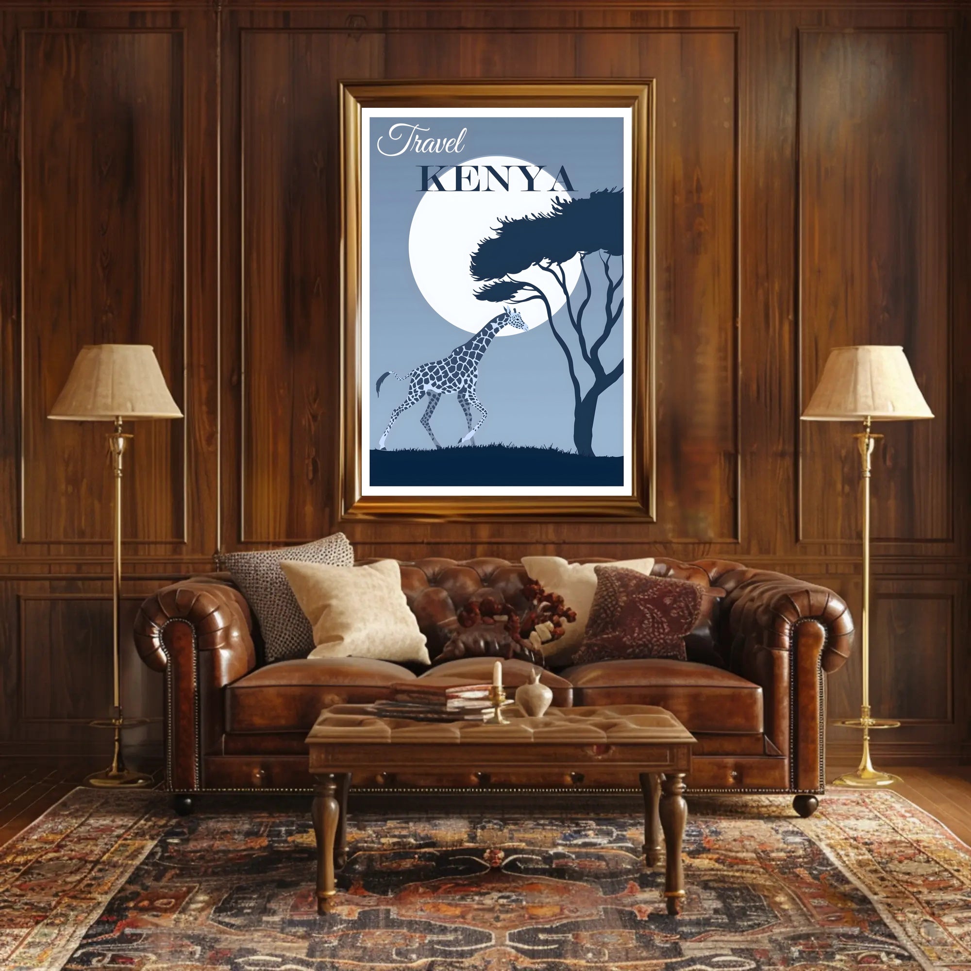 Kenya Wildlife Giraffes Travel Adventure Scenic Travel Poster