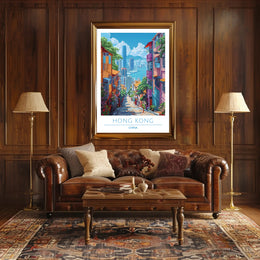 Vibrant Hong Kong Cityscape Adventure Urban or Cityscape Poster