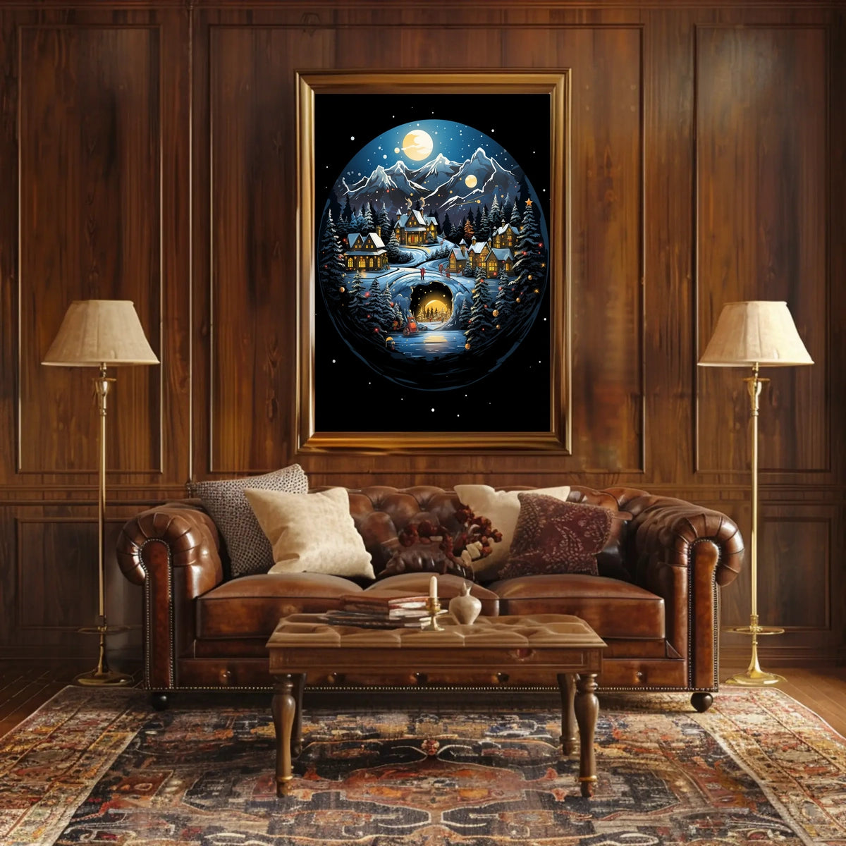 Winter Wonderland Village Enchantment: Abstract or Artistic Poster