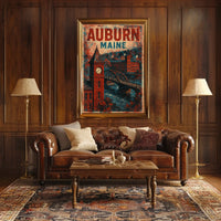 Auburn Maine Vintage Charm Wanderlust Decor Poster