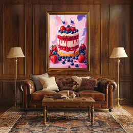 Vibrant American Flag Street Scene Impressionist Poster