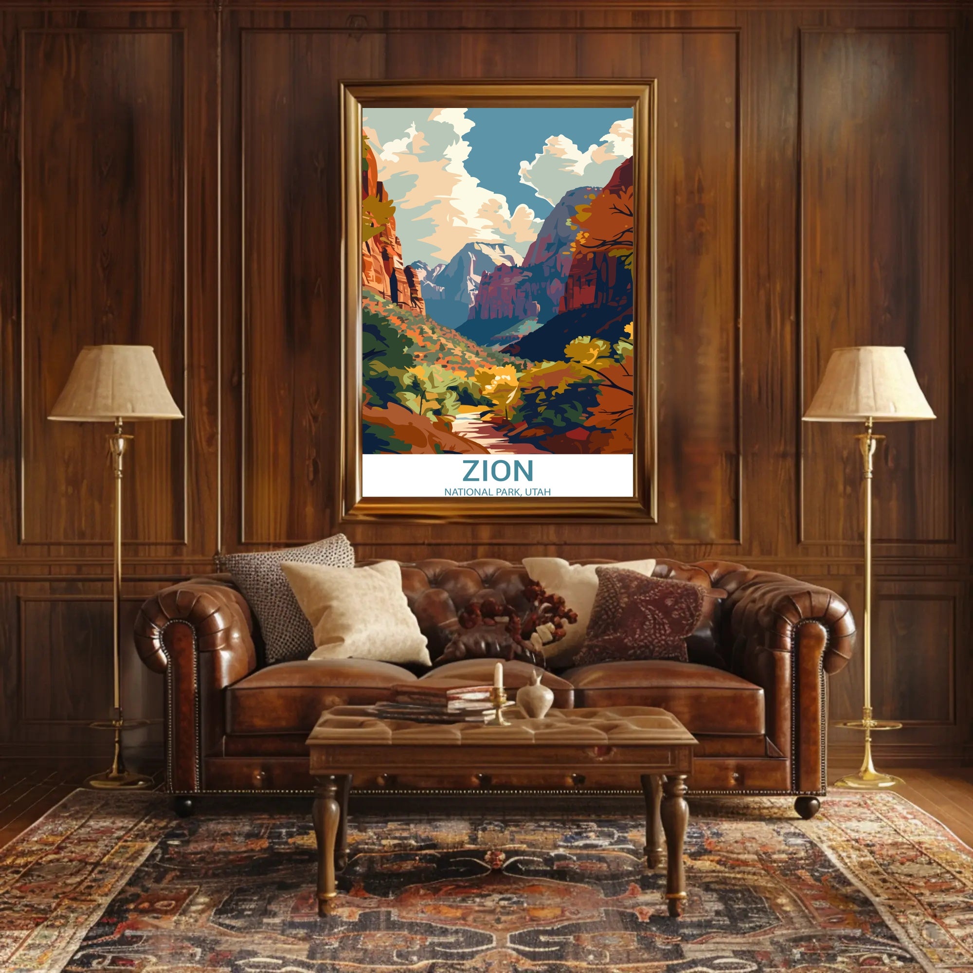 Zion National Park Vintage Adventure Travel Poster