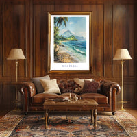 Nicaragua Coastal Paradise: Tropical Watercolor Travel Poster PosterGoat