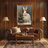 Festive Rabbit And Christmas Tree Poster