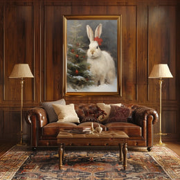 Festive Rabbit And Christmas Tree Poster