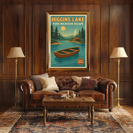 Higgins Lake Vintage Travel Poster Wall Art