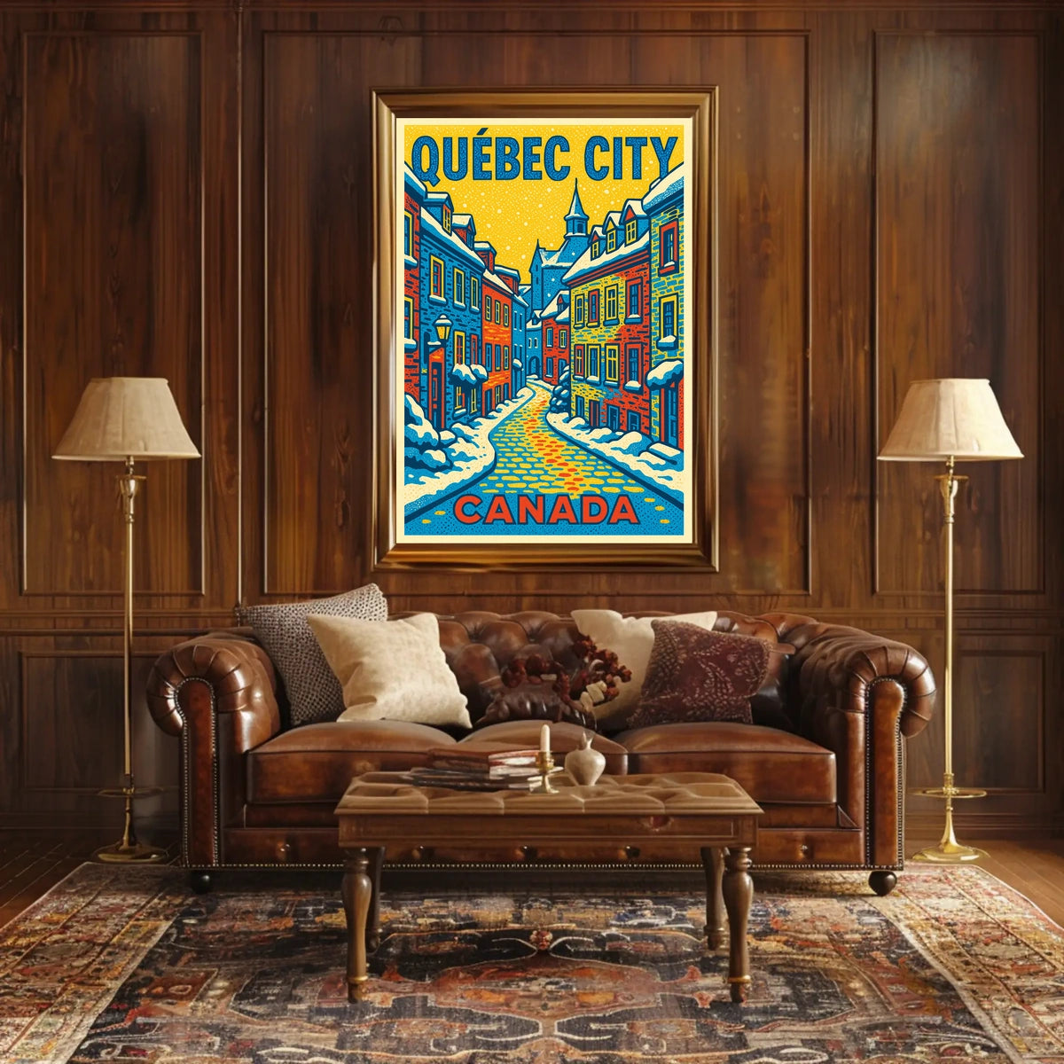 Québec City Winter Charm Pop Art Travel Poster