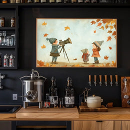 Charming Autumnal Children Illustration Poster for Home Decor