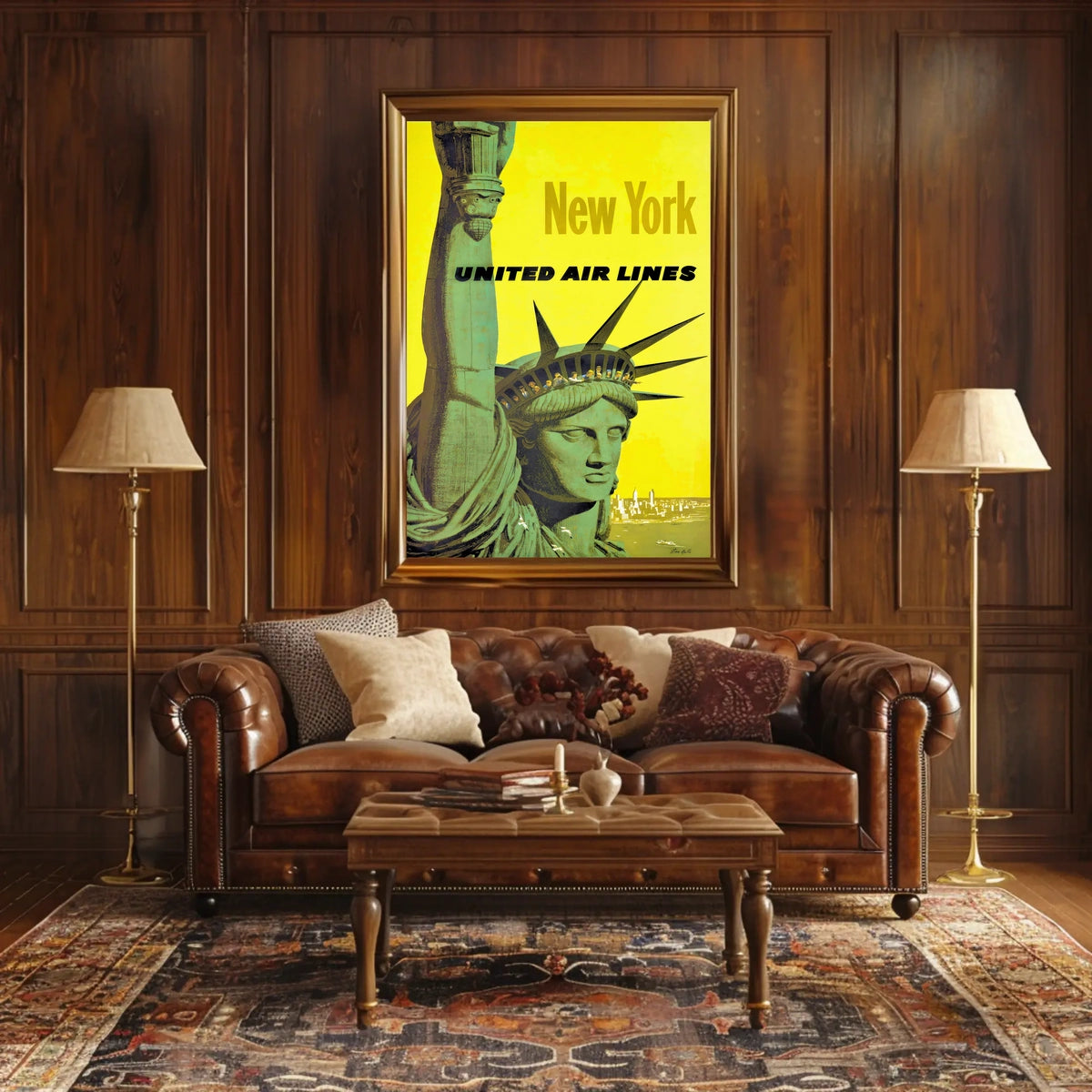 New York City Skyline Poster Vintage Travel Wall Art