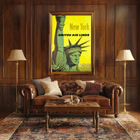 New York City Skyline Poster Vintage Travel Wall Art