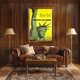 New York City Skyline Poster Vintage Travel Wall Art