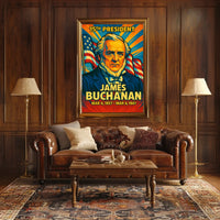 James Buchanan 15th President of the United States Colorful Comic Book Style Poster