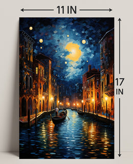 Moonlit Venetian Canal Poster