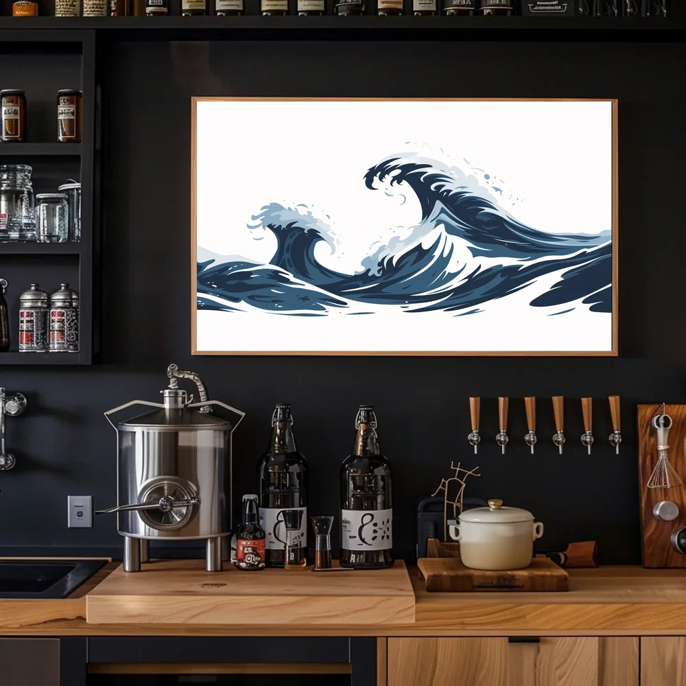 Ocean Waves Art Poster: Modern Meets Vintage