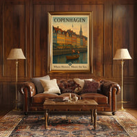 Copenhagen's Vibrant Waterfront Vintage Travel Poster