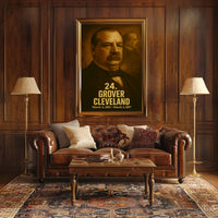 Grover Cleveland Poster Vintage Analog Film Aesthetic Presidential Portrait Wall Art Historical Print