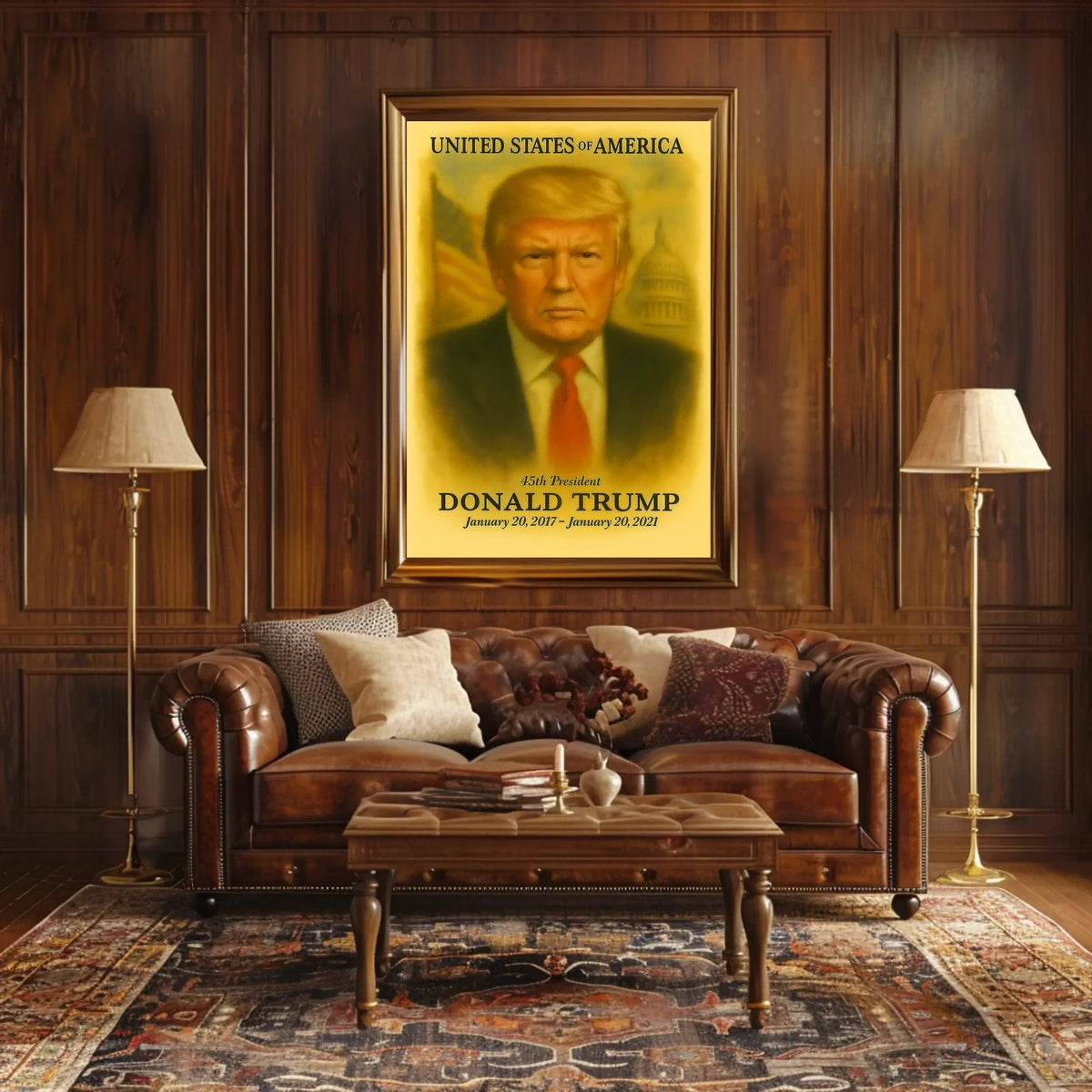 Donald Trump 45th President of the United States Vintage Watercolor Poster