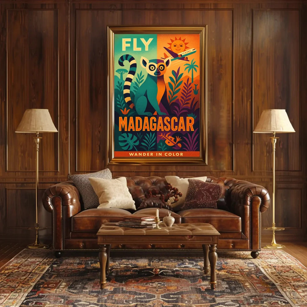 Fly Madagascar Wander in Color Travel Poster PosterGoat