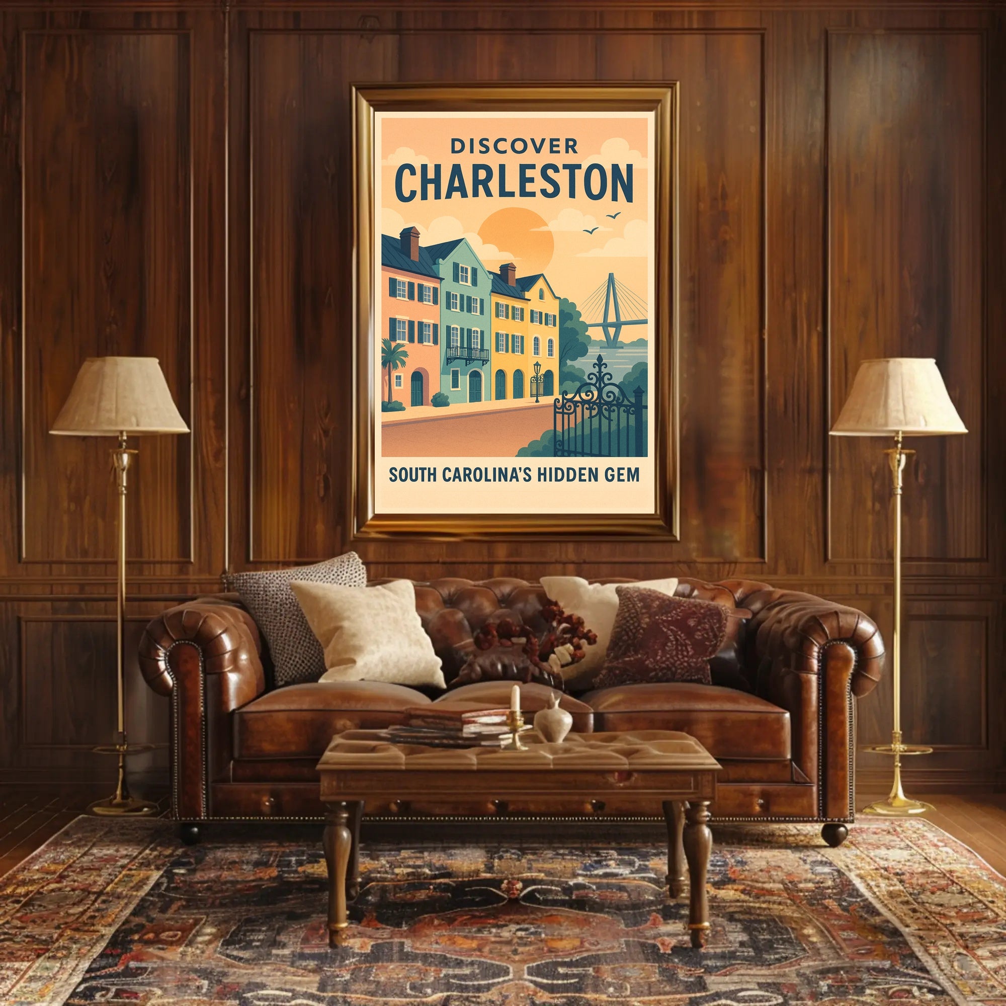 Charleston Travel Poster Vintage Coastal Wall Art