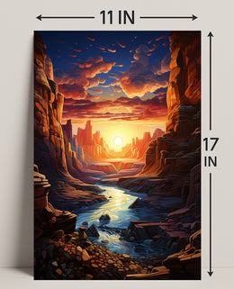 Sunset Over Canyon Poster