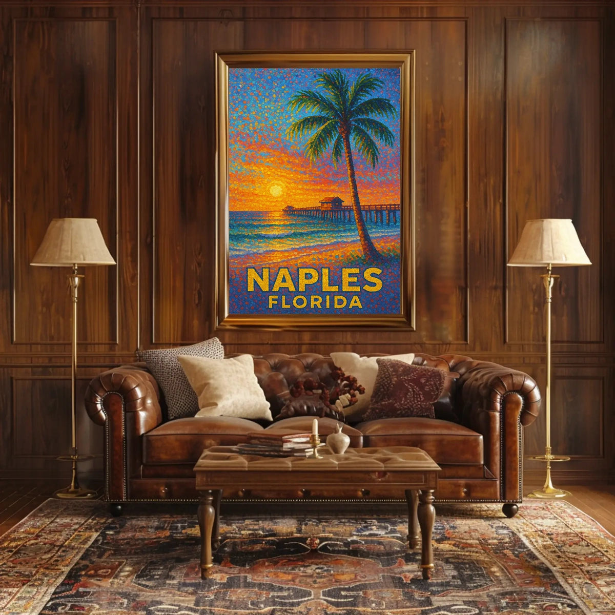 Naples Florida Sunset Poster Coastal Wall Art Decor