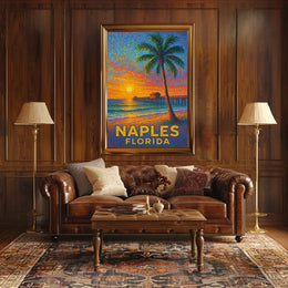 Naples Florida Sunset Poster Coastal Wall Art Decor