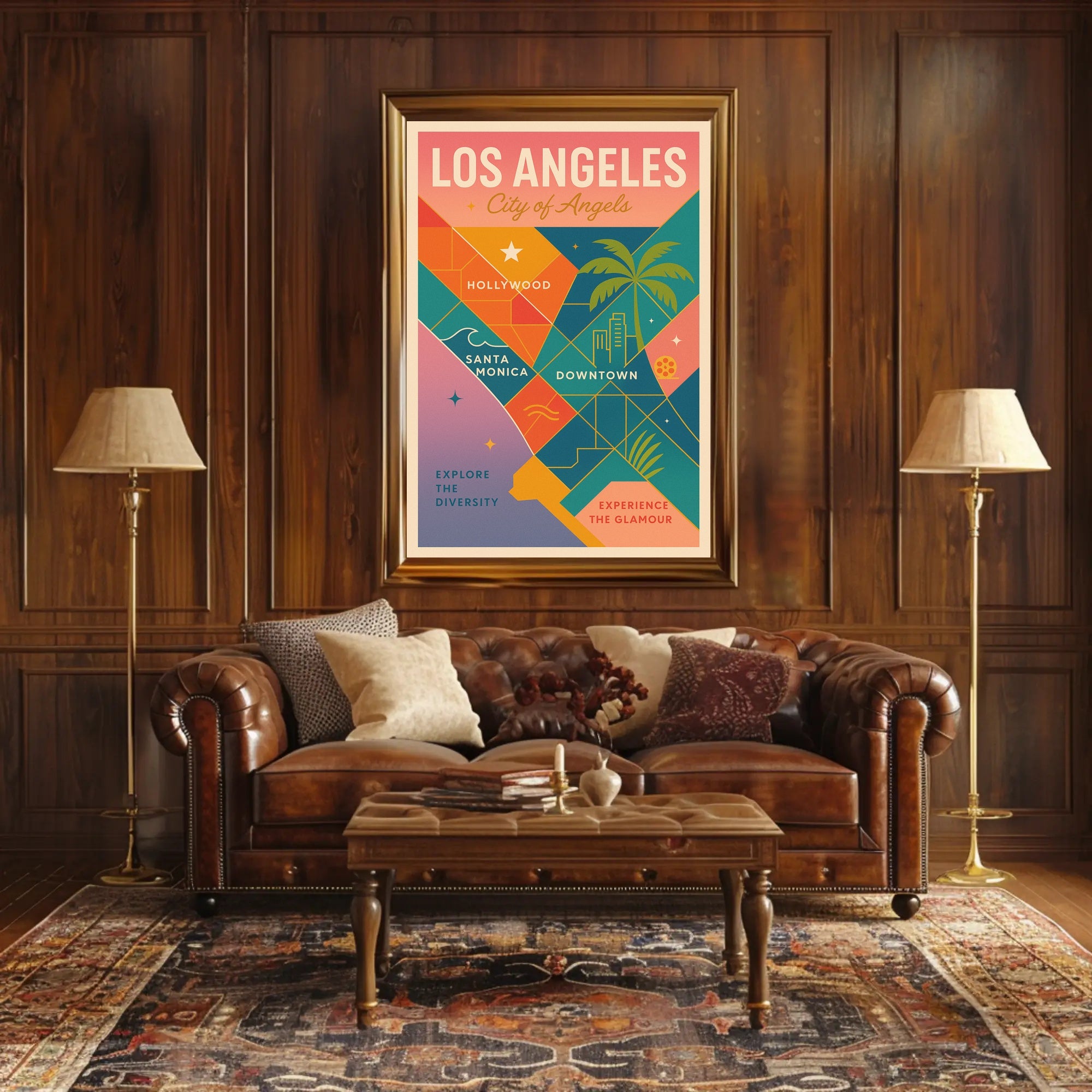 Vibrant Los Angeles Map Retro-Modern Travel Poster PosterGoat