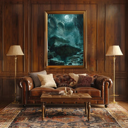 Mystical Temple Under Moonlit Sky Poster Art PosterGoat