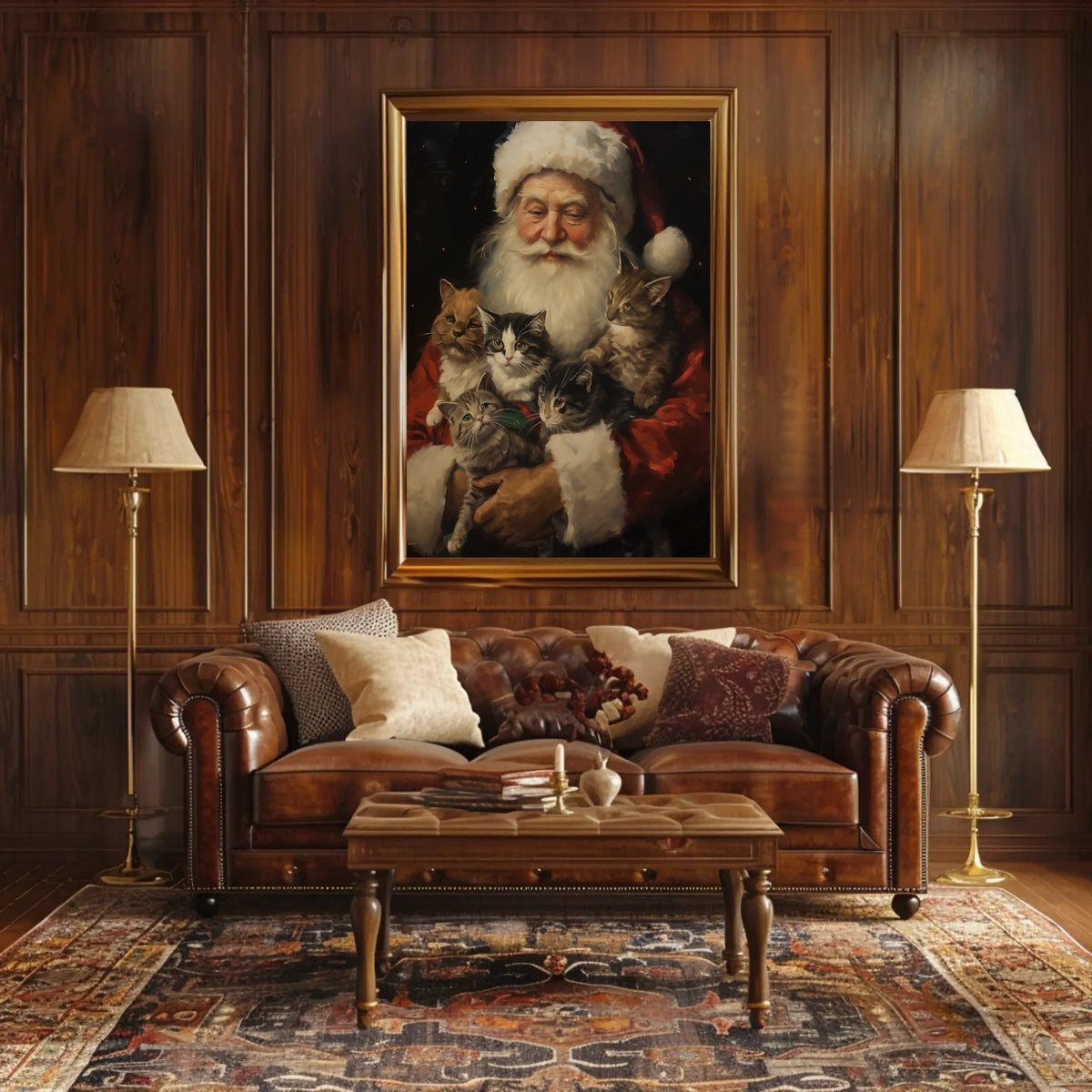 Santa Claus With Kittens Poster