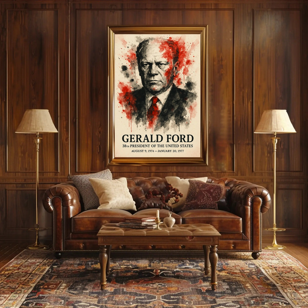 Expressionist Watercolor Portrait of 38th President Poster