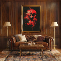 Skull and Red Paint Abstract Artistic Poster PosterGoat