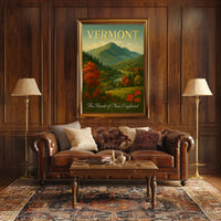 Vermont Autumn Landscape Travel Poster
