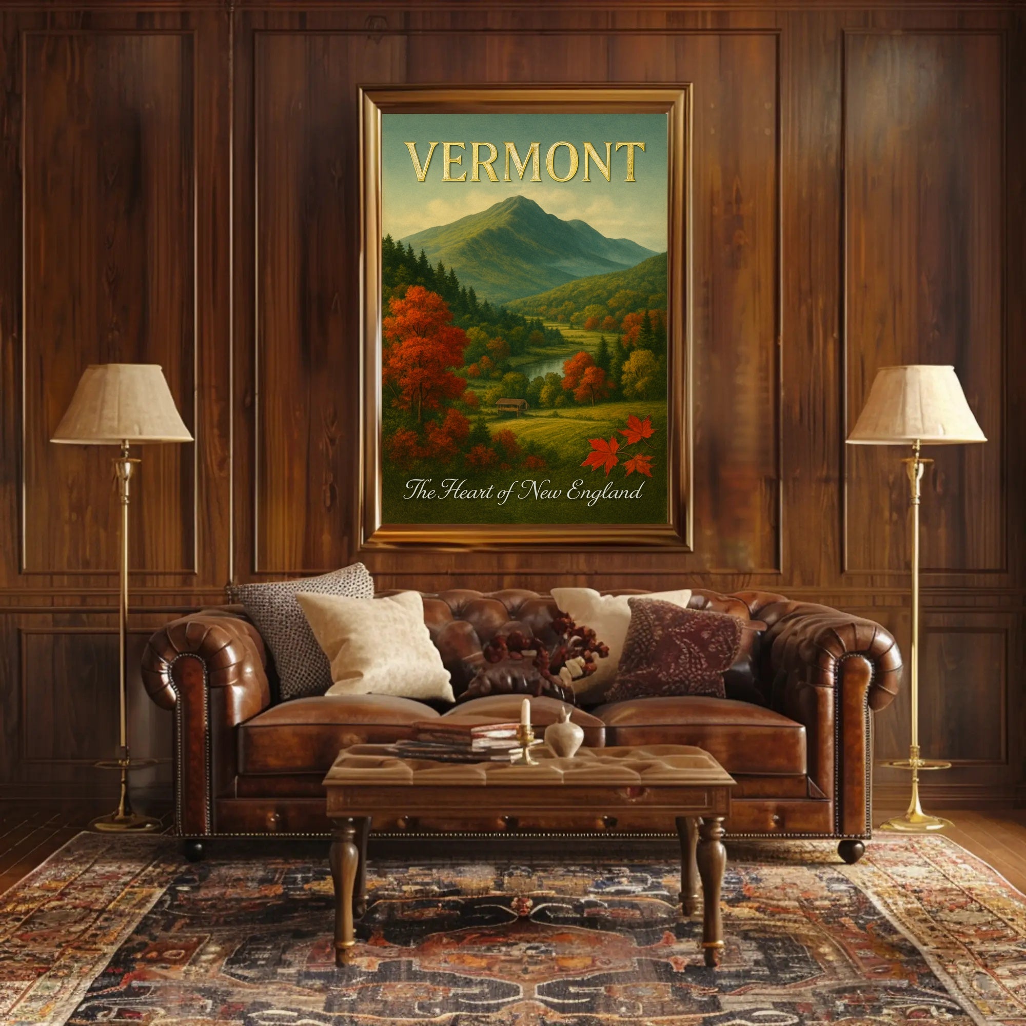Vermont Autumn Landscape Travel Poster