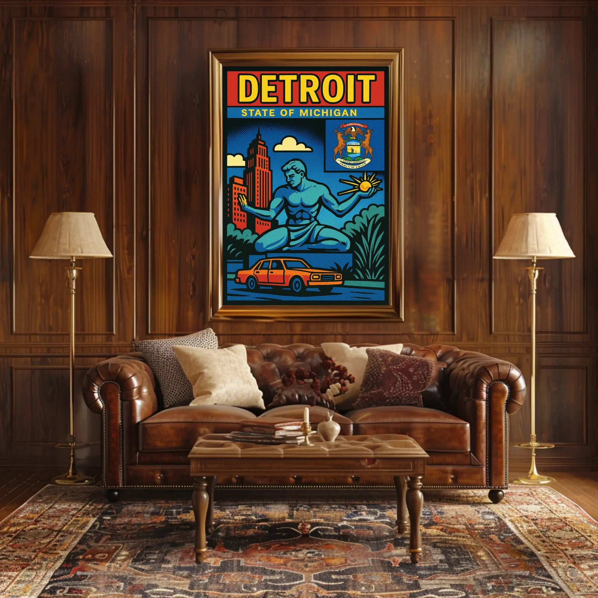 Detroit State of Michigan Poster PosterGoat