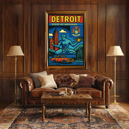 Detroit State of Michigan Poster PosterGoat