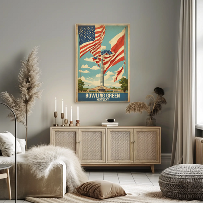 Bowling Green Kentucky Cityscape Art Print Vintage Travel Poster