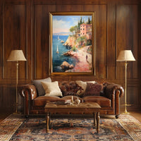 Coastal Mediterranean Cliffside View Travel Poster