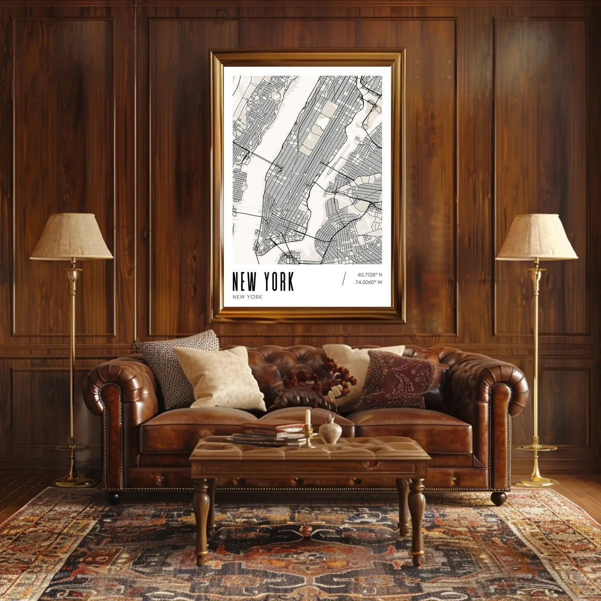 New York City Poster Modern Monochrome Map Wall Art