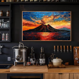 Volcanic Eruption Art Poster: Dynamic Natural Power