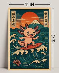Surfing Axolotl Adventure Poster PosterGoat