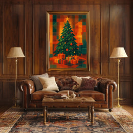 Geometric Holiday Landscape Art For Living Room Poster