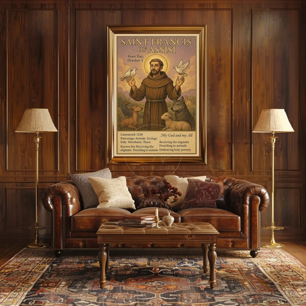 Saint Francis with Animals Peaceful Spiritual Historical Poster