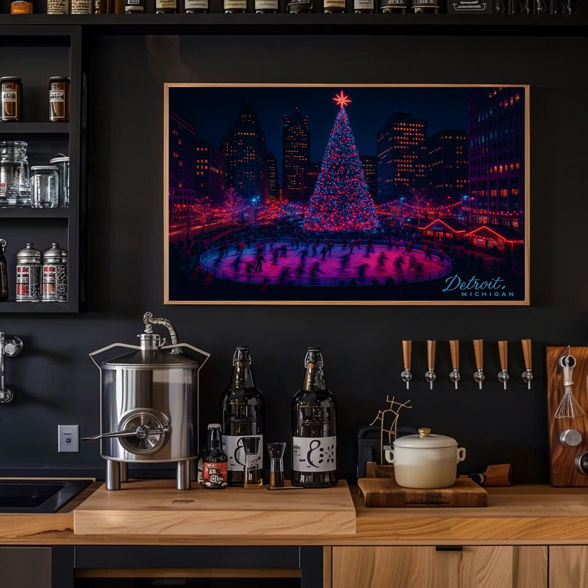 Detroit Holiday Skating Rink Poster