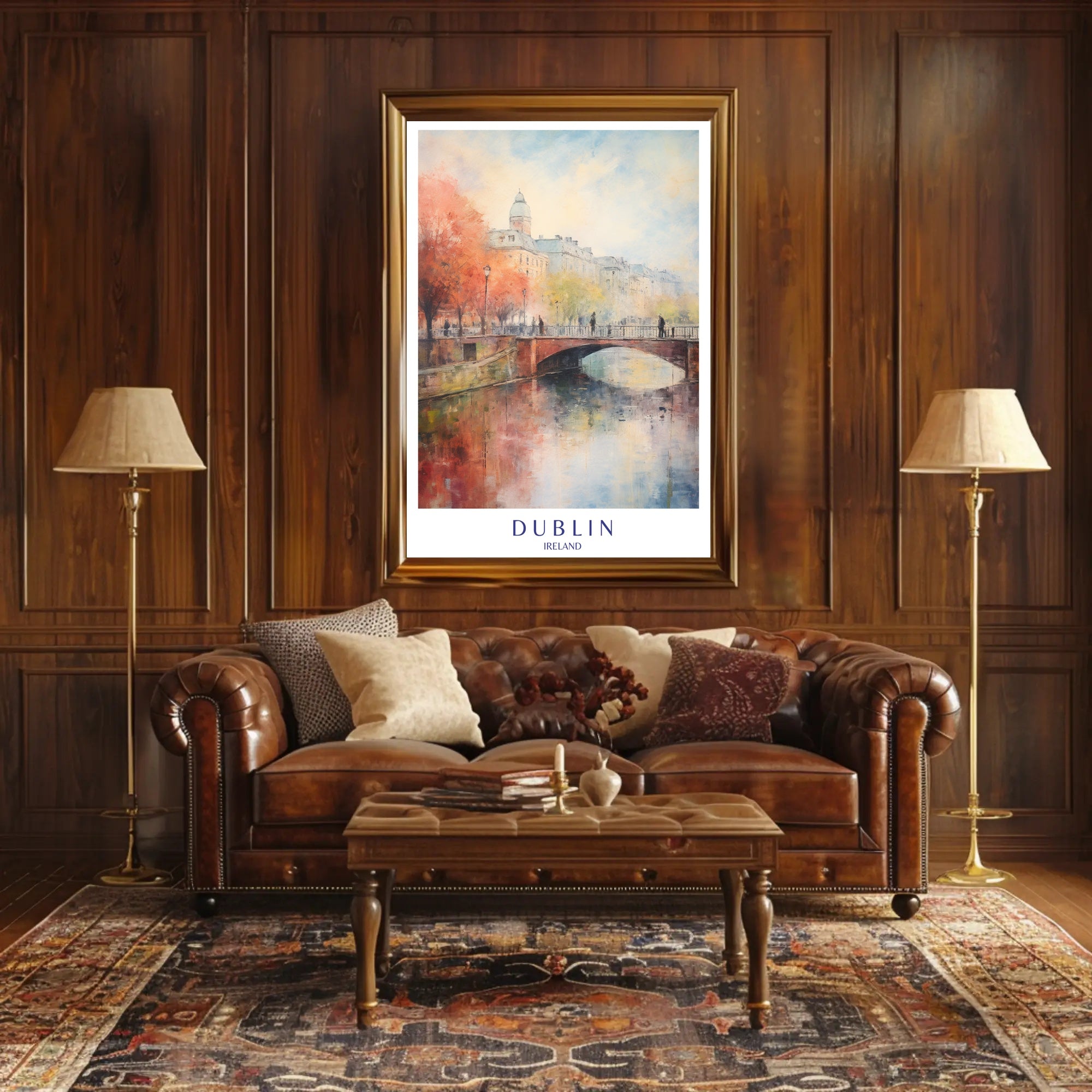 Dublin Autumn Elegance in Painterly Style Urban or Cityscape Poster PosterGoat