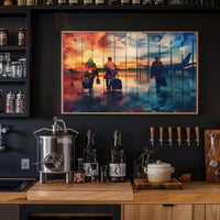 Airport Sunset Travelers: Abstract Watercolor Art Poster
