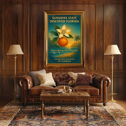 Florida Sunshine State Travel Poster Vintage Print